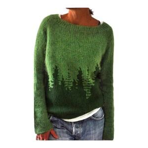 Green forest knit long sleeve sweater casual size large gorpcore mountain